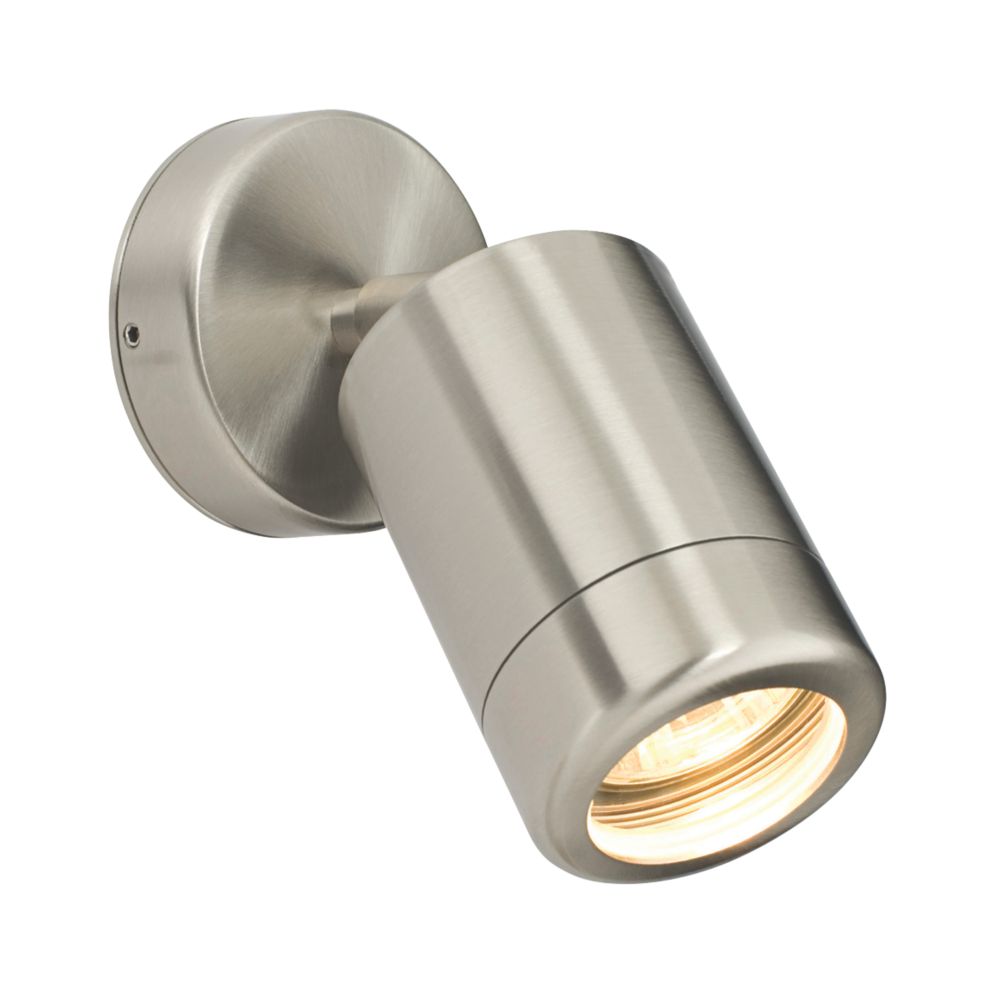 35W Brushed Stainless Steel Barracuda Adjustable Wall Spotlight Outdoor Wall Lights Screwfix.com